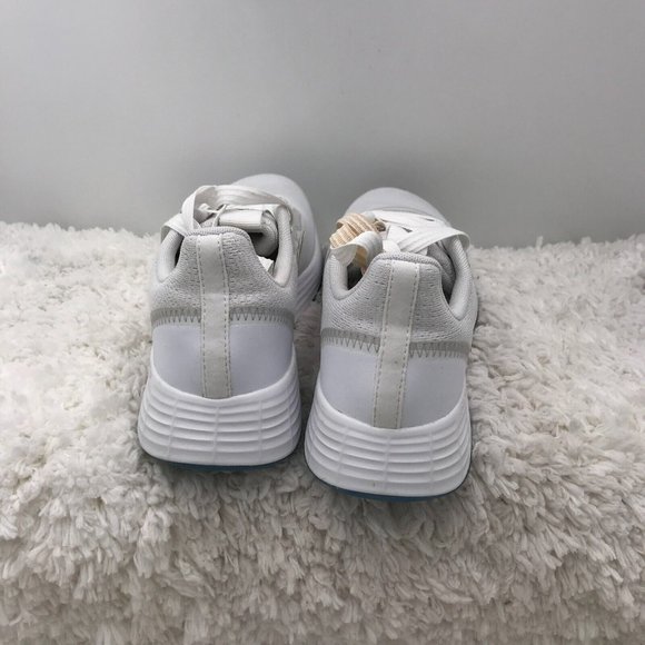 Adidas Running Shoes Womens 7 US QT Racer Sport Cloud White‎ Gray Blue Sneakers - Picture 3 of 8